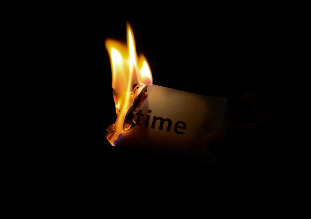 a paper with a flame on it